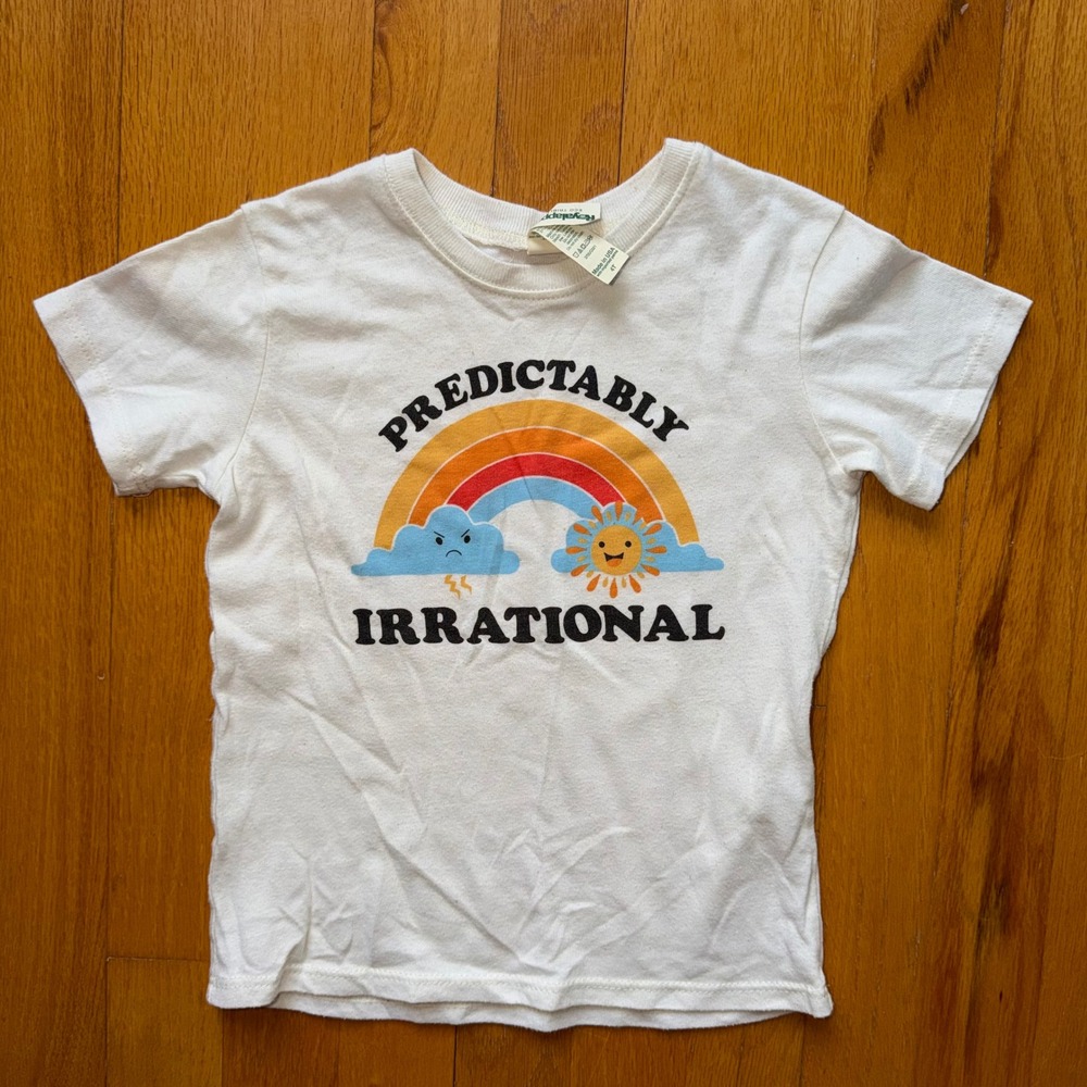 Ambitious‎ Kids Predictably Irrational Rainbow Toddler Tee Shirt Cream 4T USA